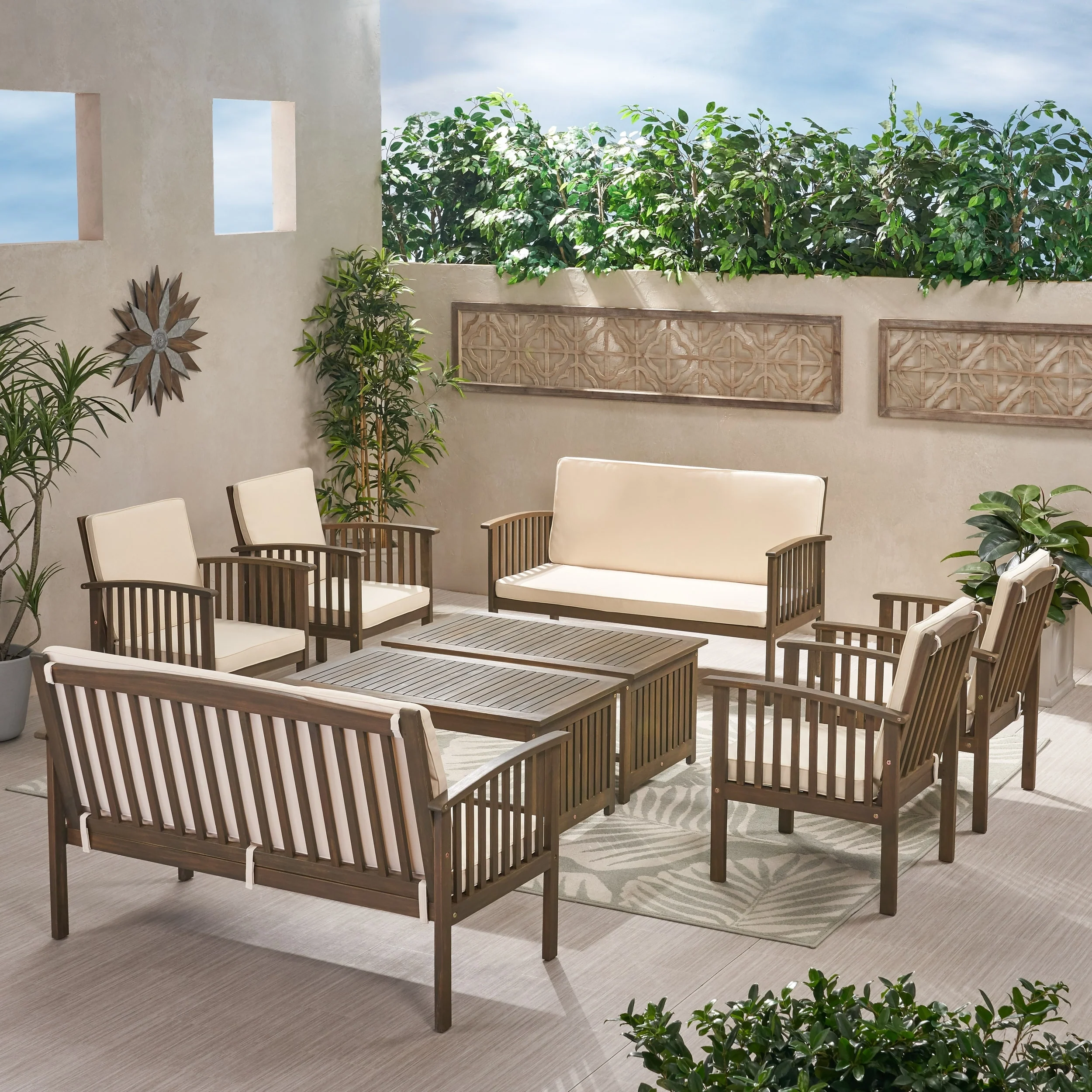 Carolina Acacia 8-piece Outdoor Sofa Set by Christopher Knight Home