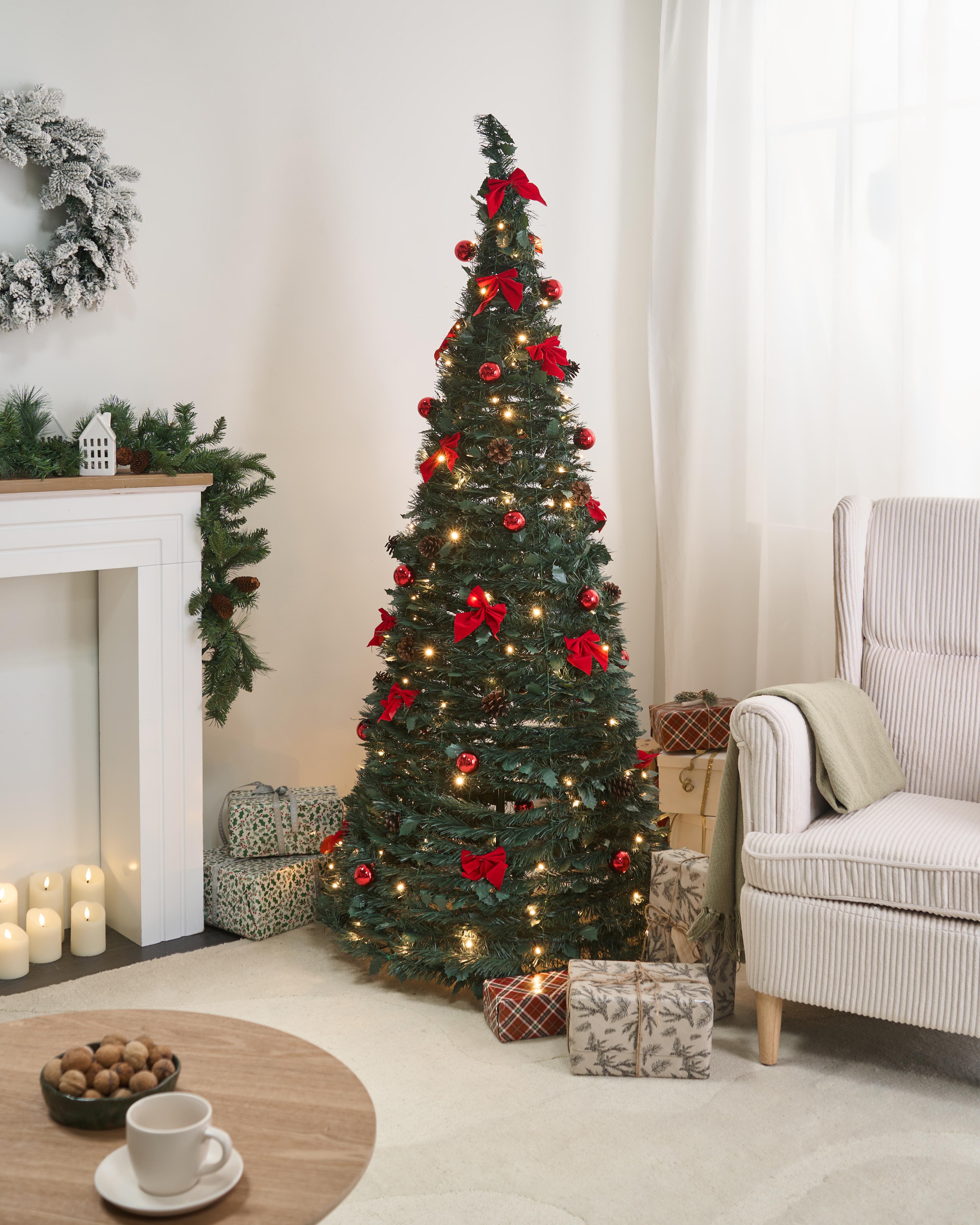 Artificial Christmas Tree Folding LED PINEORA 185 cm Green