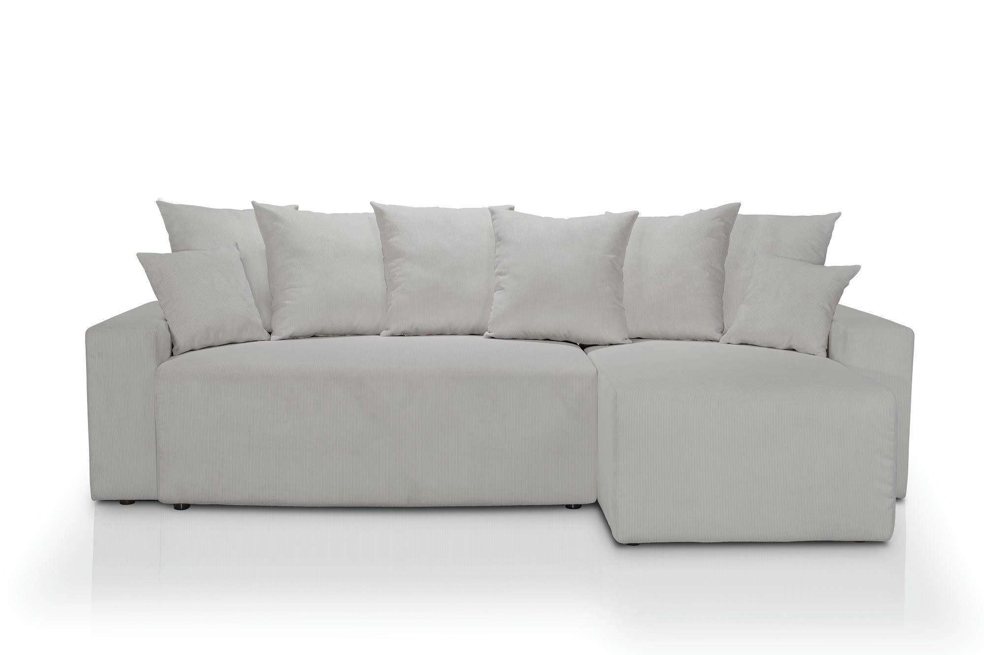 ARTHUR - Canapé angle convertible 3 places  en velours côtelé grège