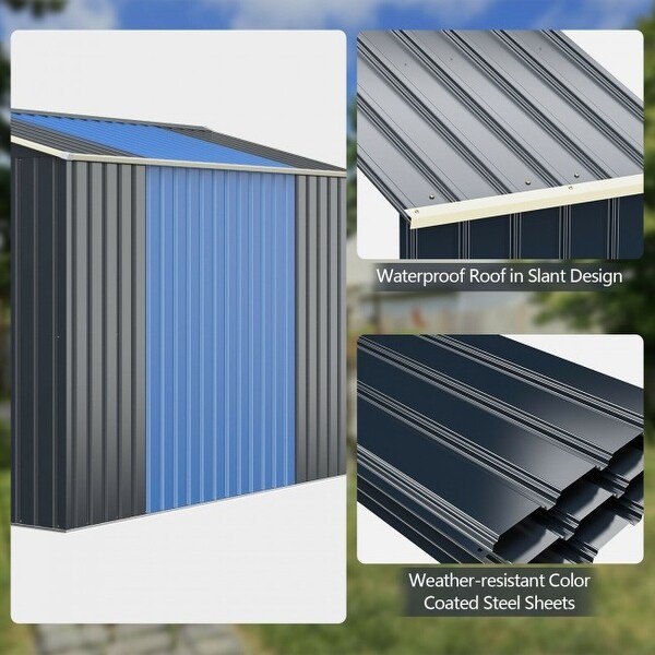 Outdoor Storage Shed Extension Kit for 7 Feet Shed Width - 7 ft x 2.1 ft x 5.3 ft (LxWxH)