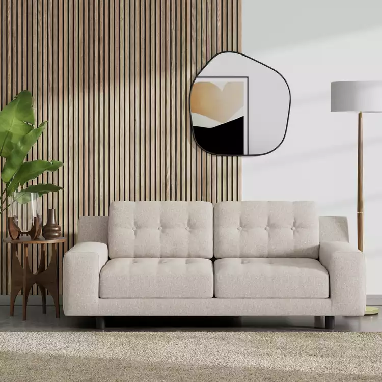 Habitat Hendricks Fabric 2 Seater Sofa - Natural - Black Leg