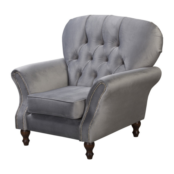 Ropez Chesterfield Jersey fotel pikowany welur szary