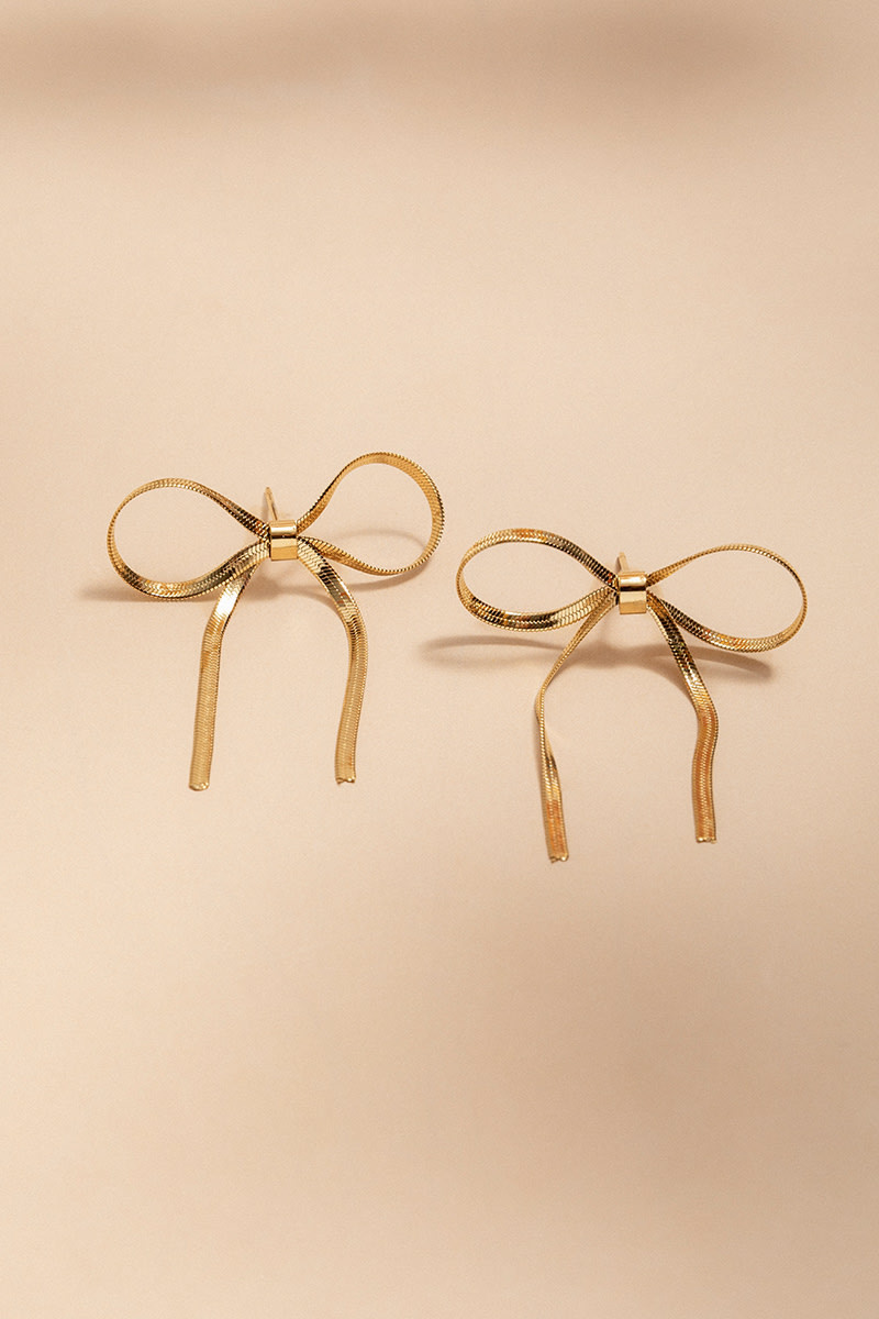 Sam Stainless Steel Snake Chain Bow Earrings