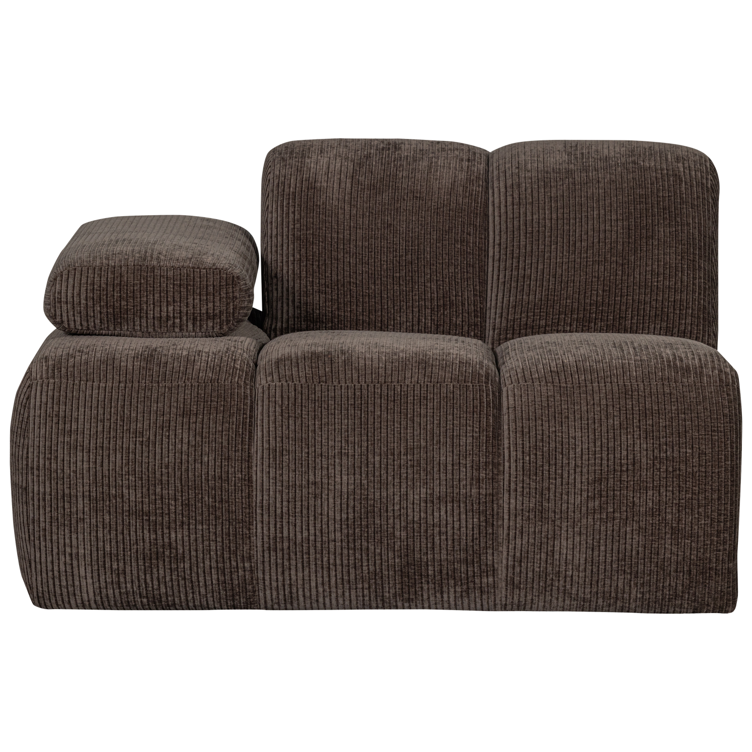 WOOOD 1-zits bank met arm links Mojo - Ribstof - Bruin - 74x120x97