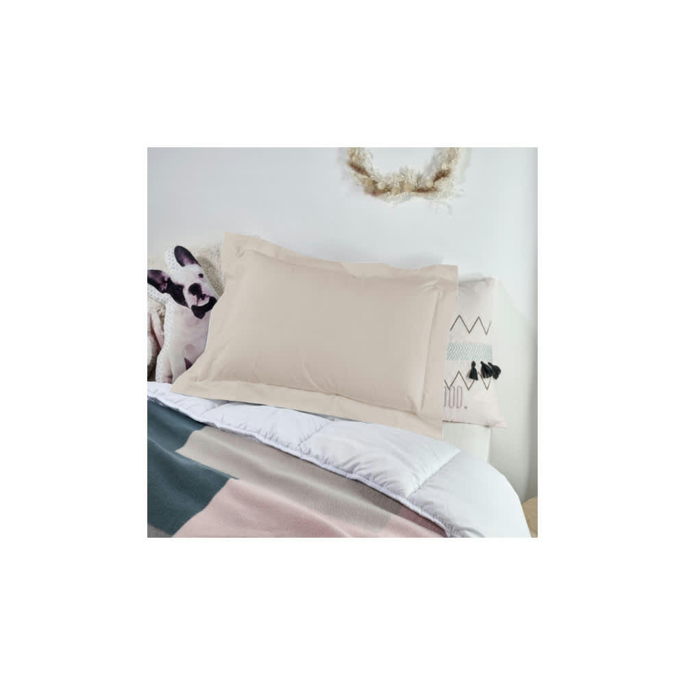 PERCALE - Taie d'oreiller enfant enveloppe percale de coton beige 40x60cm