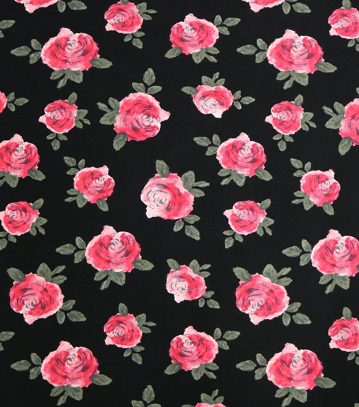 Roses on Black Super Snuggle Flannel Fabric