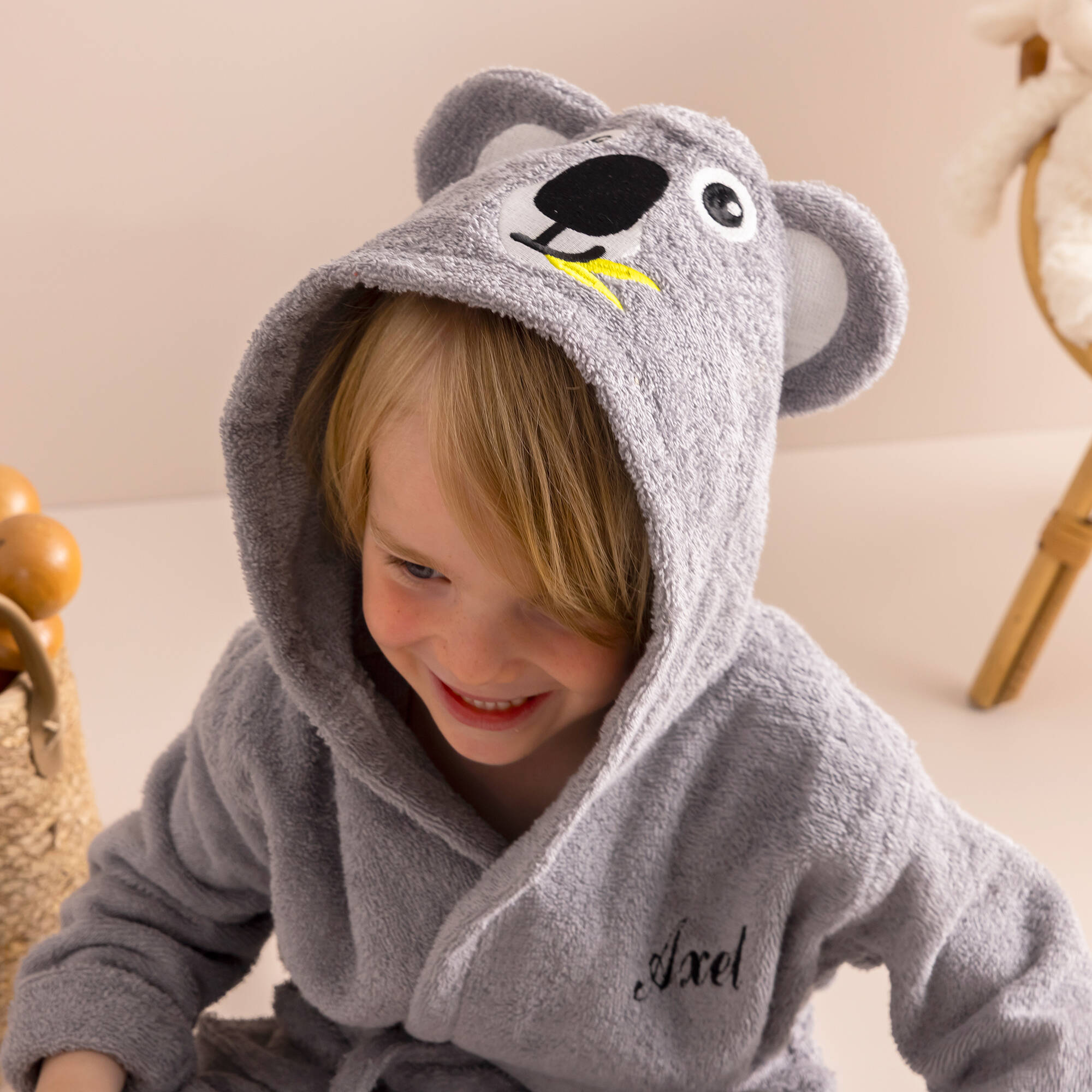 Peignoir de bain enfant personnalisable koala à capuche
