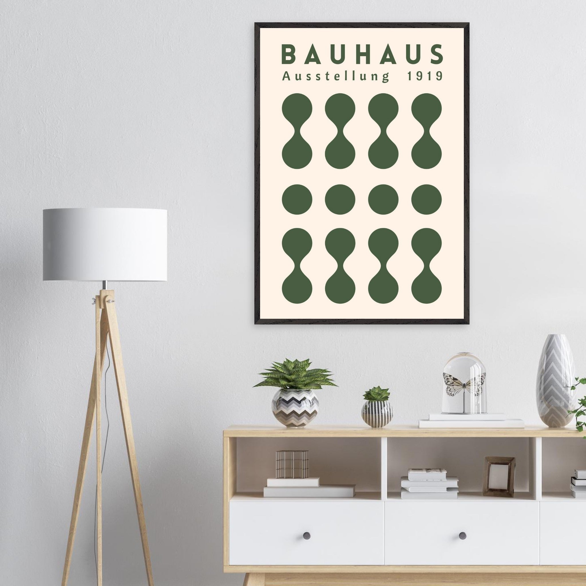 Artfulprints Poster met Lijst Bauhaus - Ausstellung green  - 70x100 cm - Donkergroen