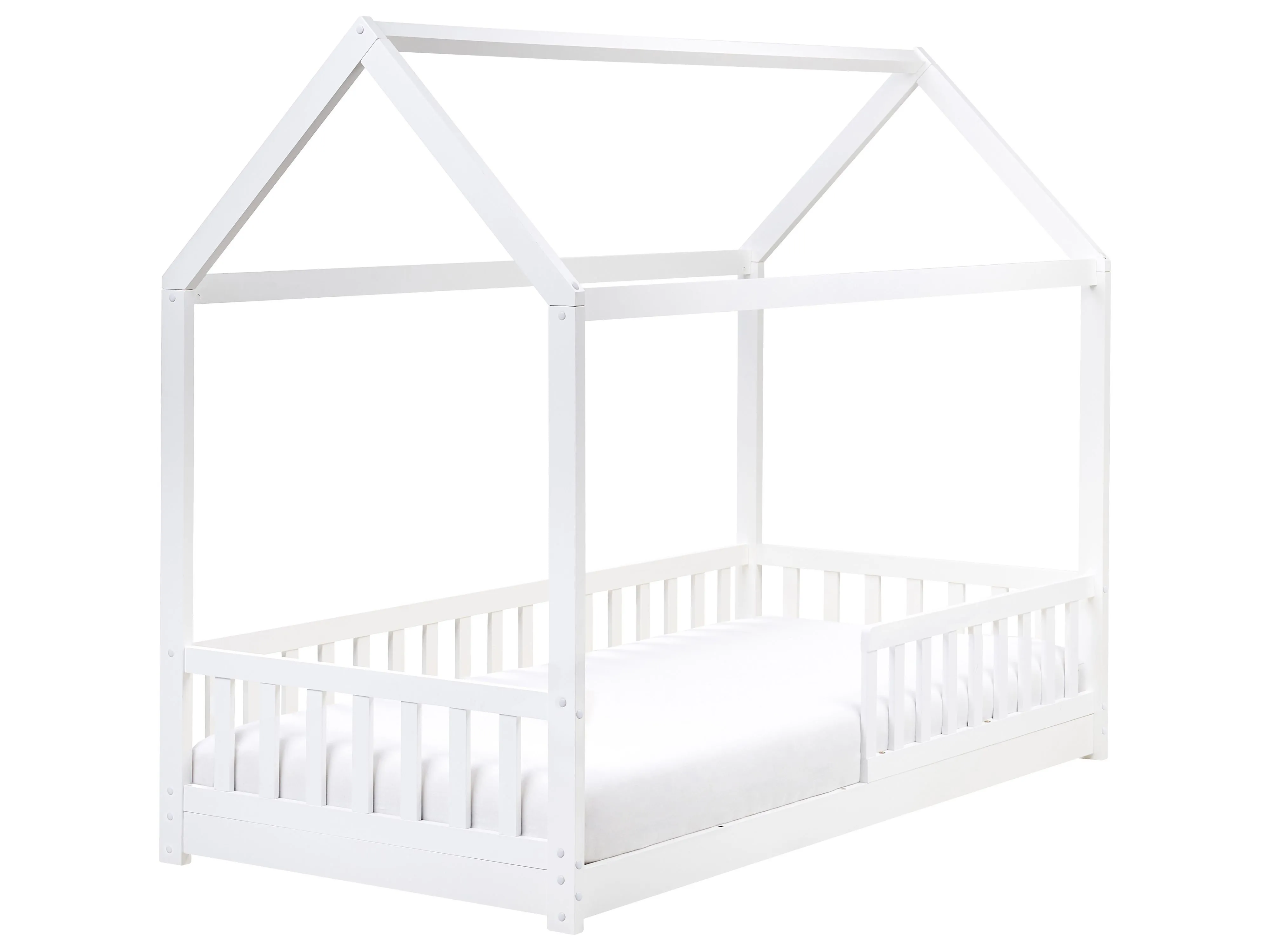 Kids Bed House Pine Wood COSSAYE 90 x 200 cm (EU Single) White