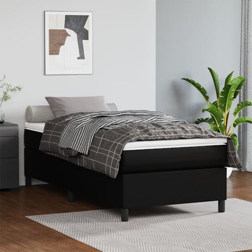 NNEVL Box Spring Bed Frame Black 107x203 cm King Single Faux Leather