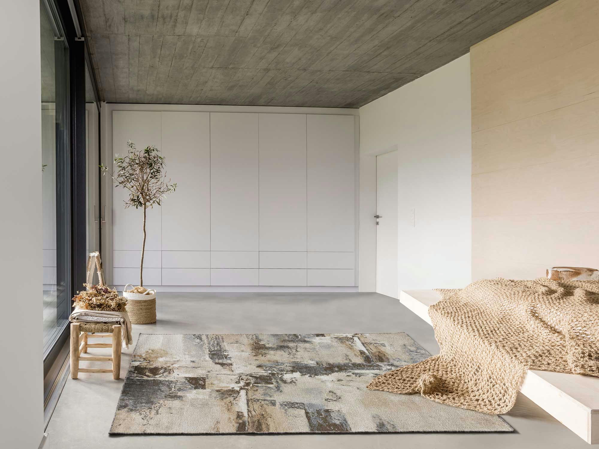 AYDIN - Tapis abstrait en beige, 140X200 cm