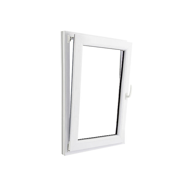 Fenêtre 1 vantail oscillo-battante, tirant gauche double vitrage GoodHome en PVC blanc l.85 x H.118 cm