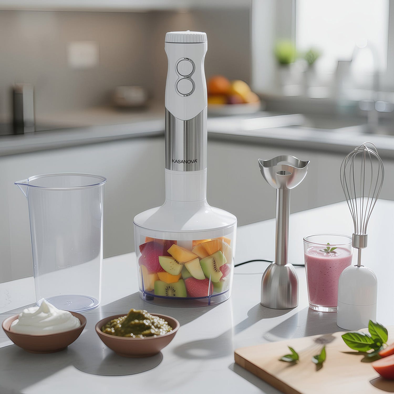 Set frullatore a immersione bianco 400 W con accessori