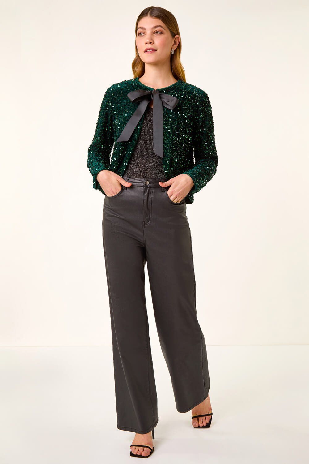 Roman Sequin Bow Front Jacket