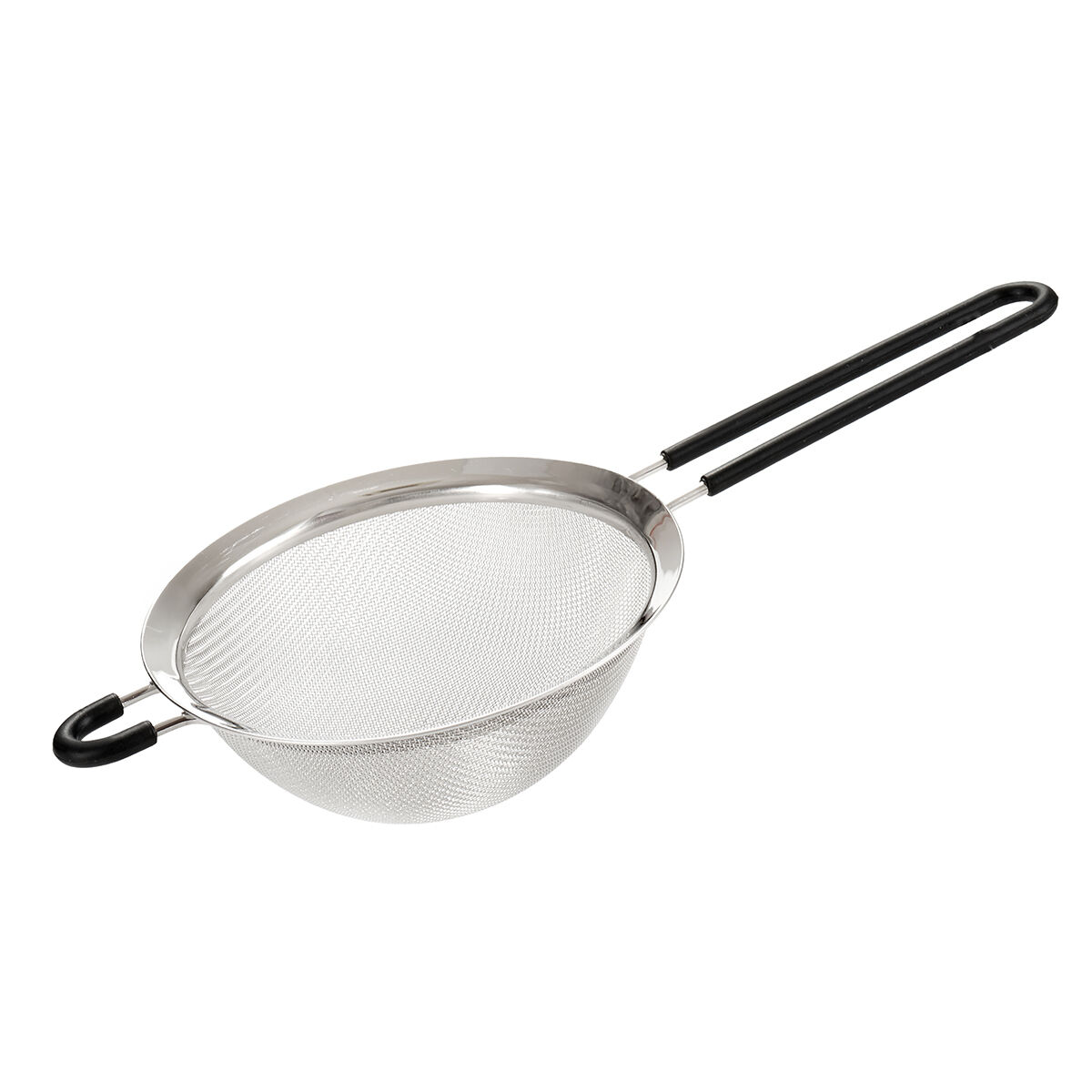 Coador preto em inox com cabo de silicone 16cm