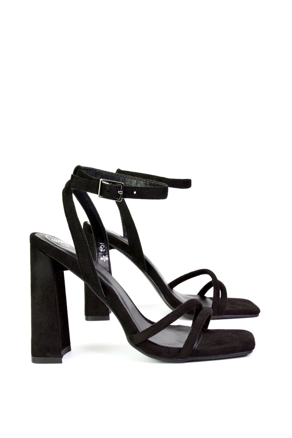 XY London Sorbet' Square Toe Strappy Block High Heel Sandals
