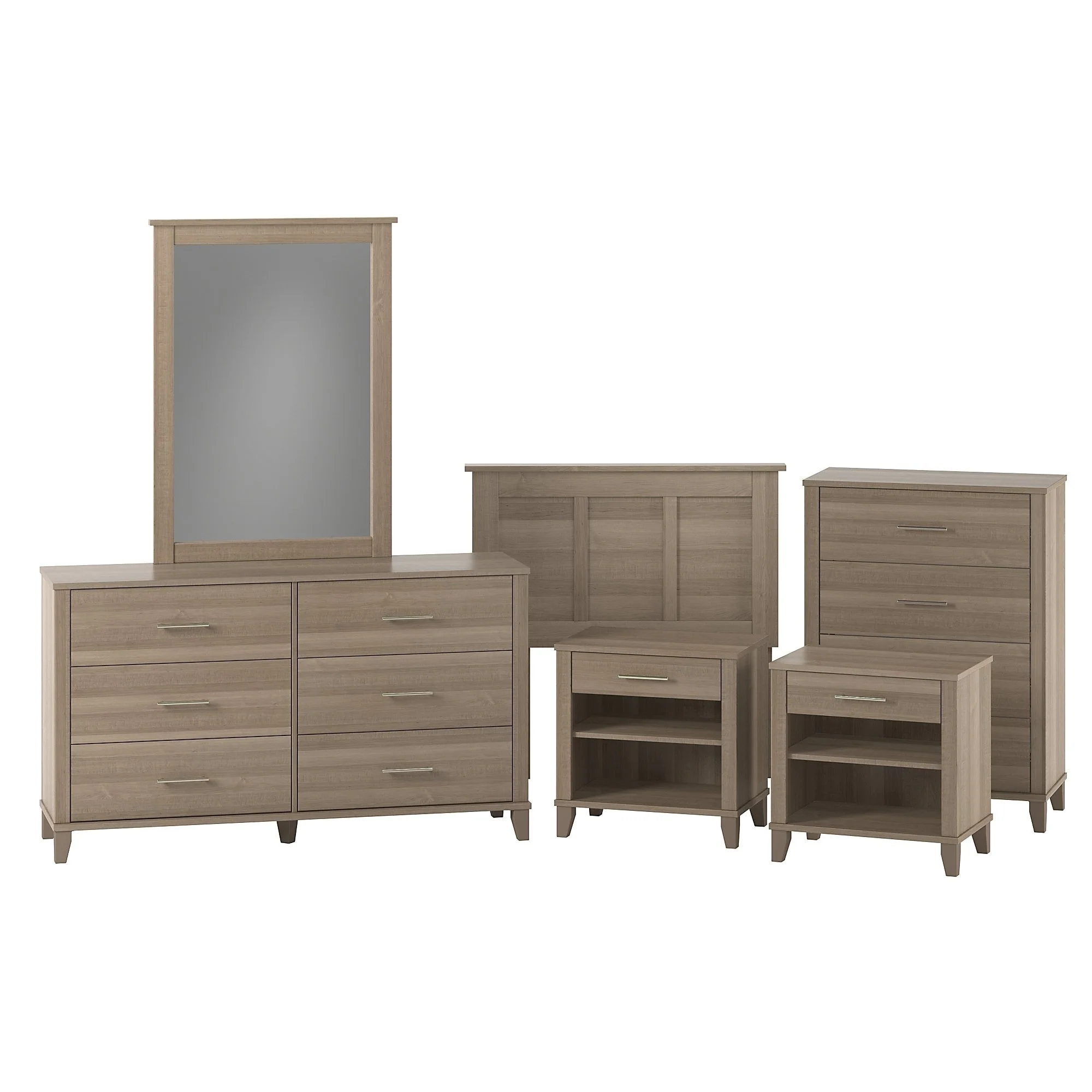 Somerset Twin Size 6 Piece Bedroom Set by Bush Furniture in Ash Gray