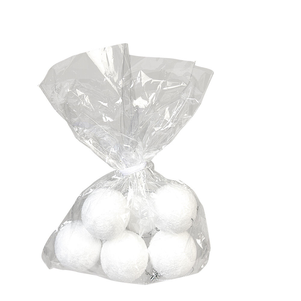 Boule de No&euml;l plastique blanc x6