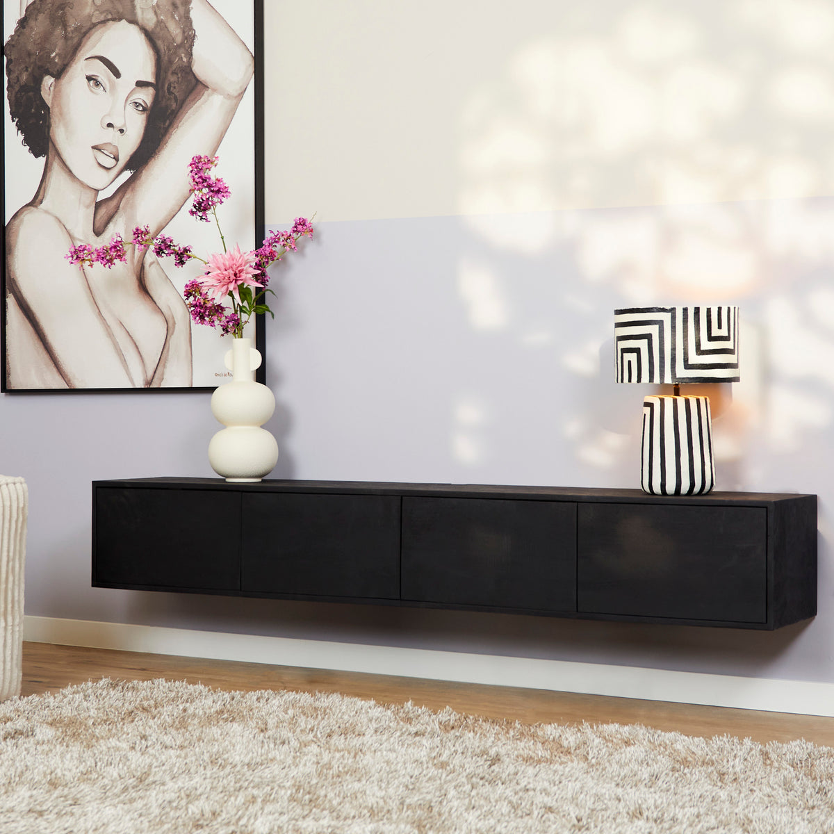 Starfurn tv meubel Vision - zwart - 30x200x35cm