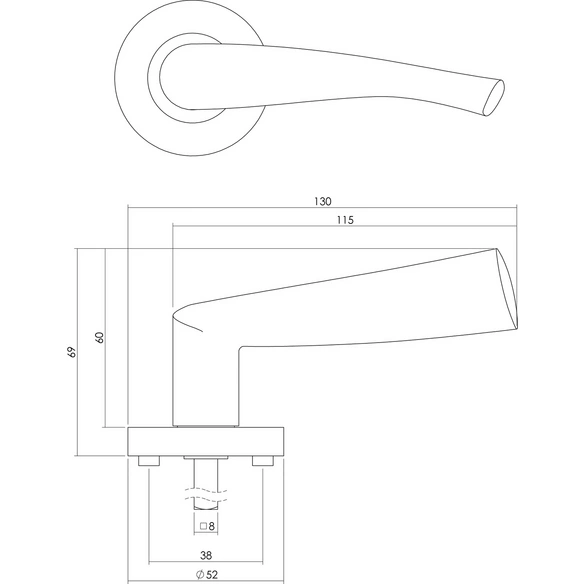 Türdrücker »Guissy«, D.52x10 mm PZ-Rosetten