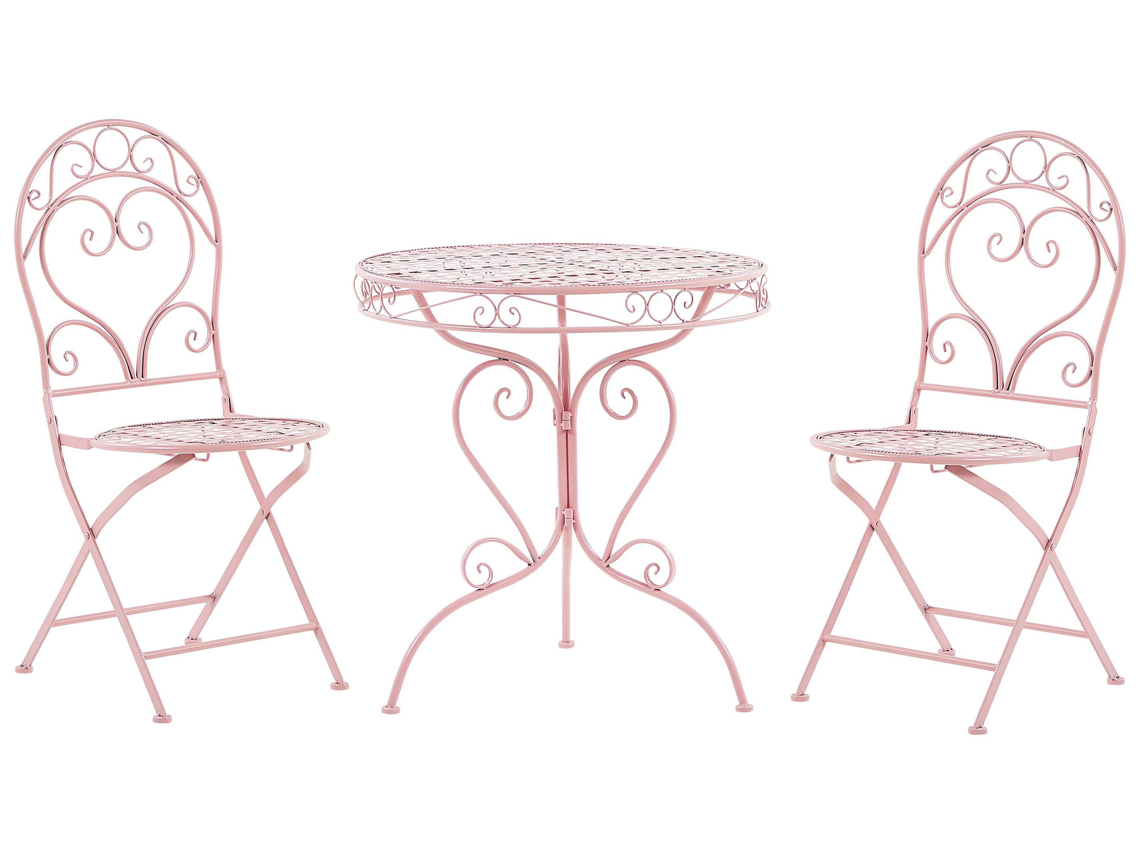 Bistro Set Folding ALBINIA Metal Pink