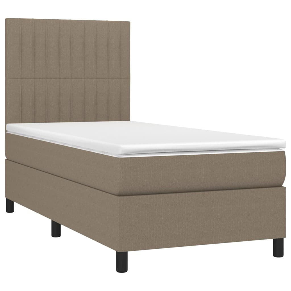 Łóżko kontynentalne z materacem taupe 80x200 cm tkanina