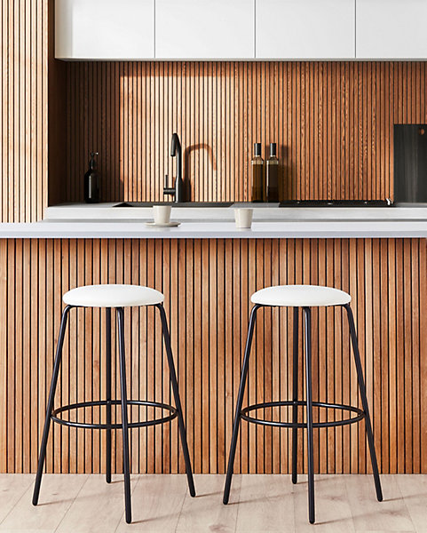 Lot de 2 chaises de bar MORTON Velours Blanc cassé