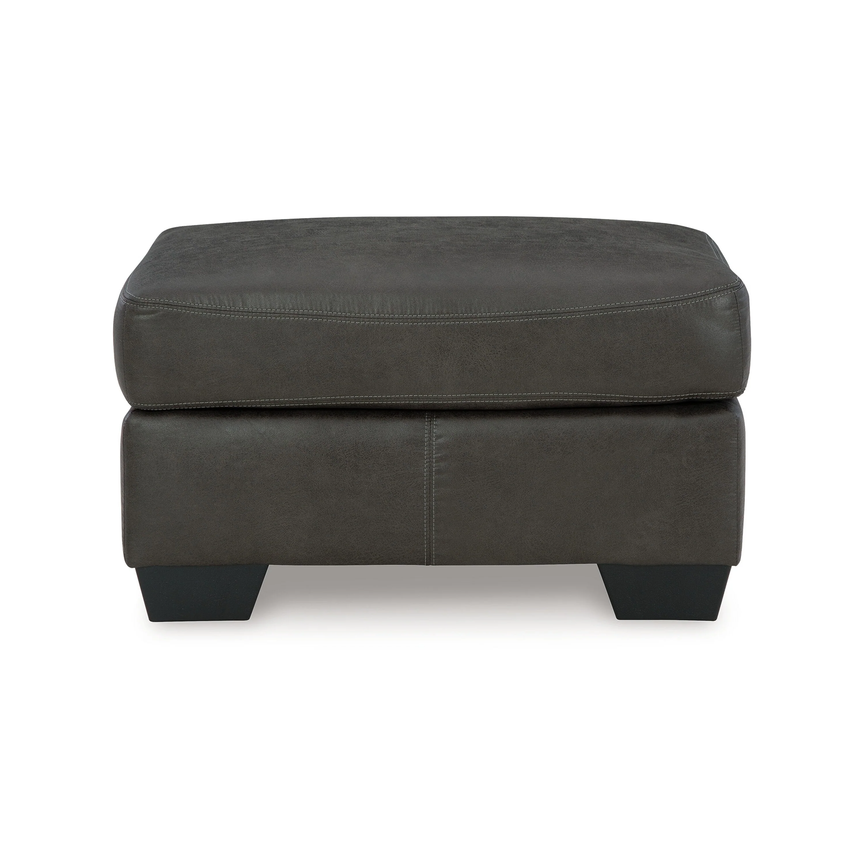 Limu Ottoman, 23x30 Inch, Corner Block, Classic Gray Faux Leather