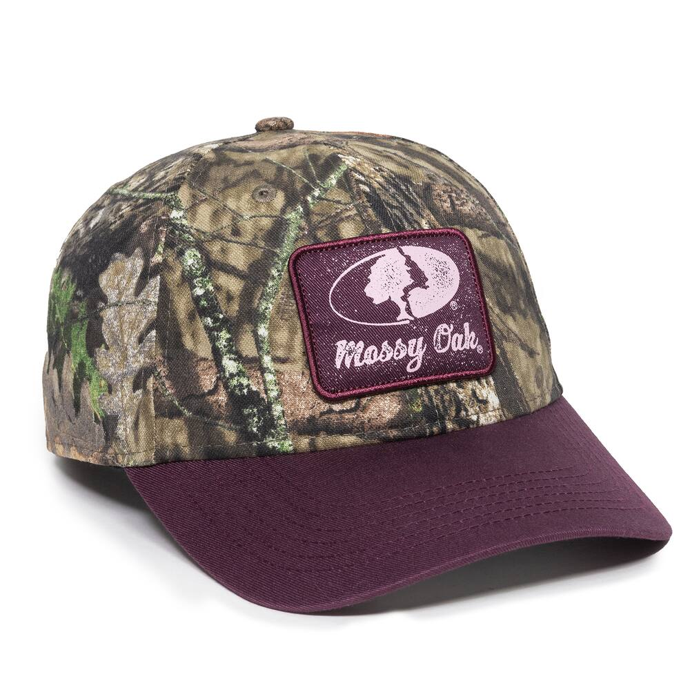 Mossy Oak Women's Hunting  Baseball CaP with Adjustable Closure, Camo/PurPle