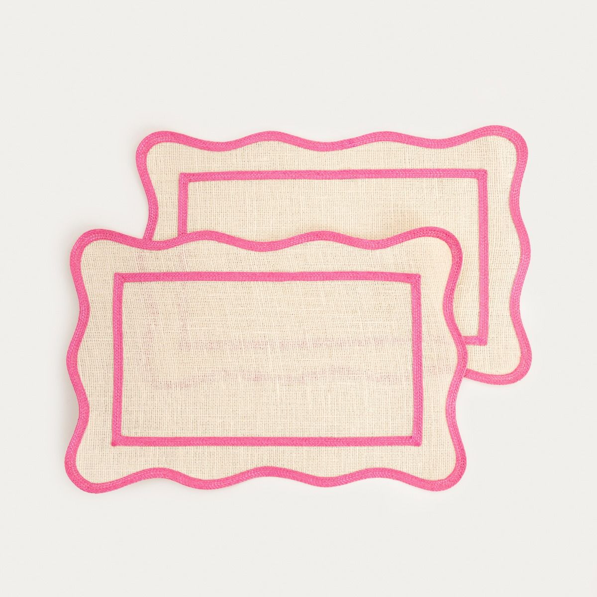 Maty stołowe VIENTO z dekoracyjną różową lamówką, zestaw 2 szt. 30x45cm