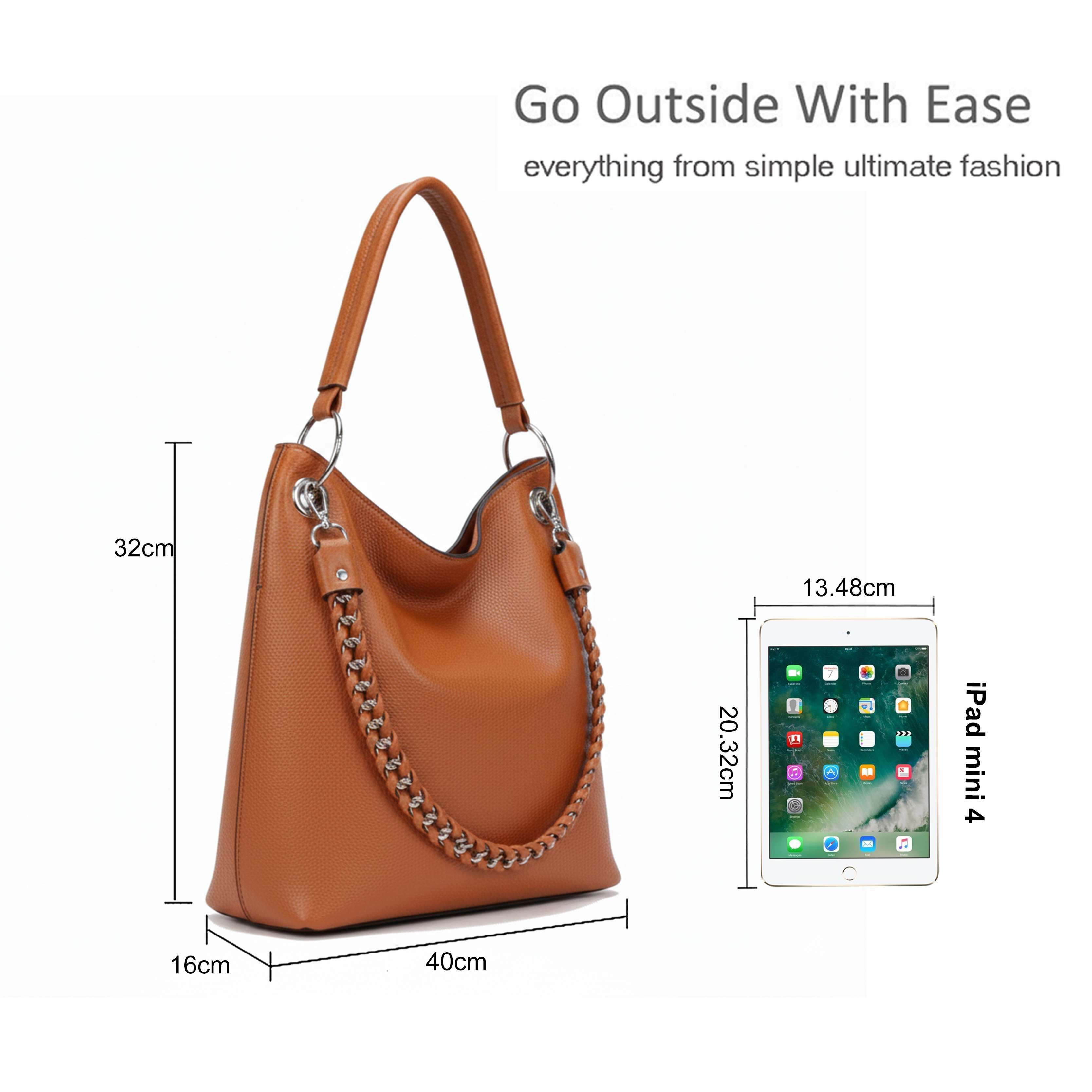 Kitise Large Braided Shoulder Bag with Crossbody Pouch