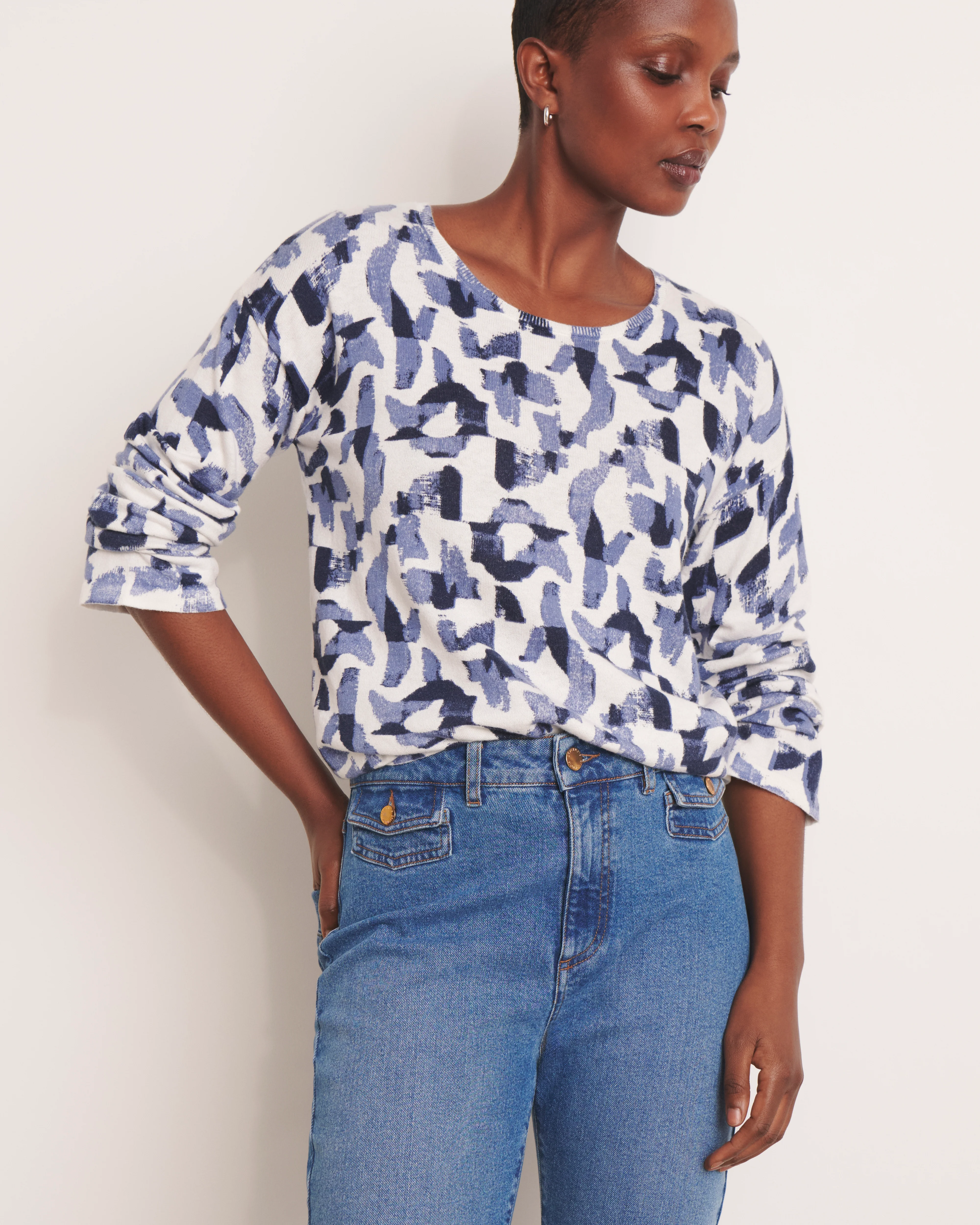 Pull imprimé bleu ATLANTIQUE/13074/881