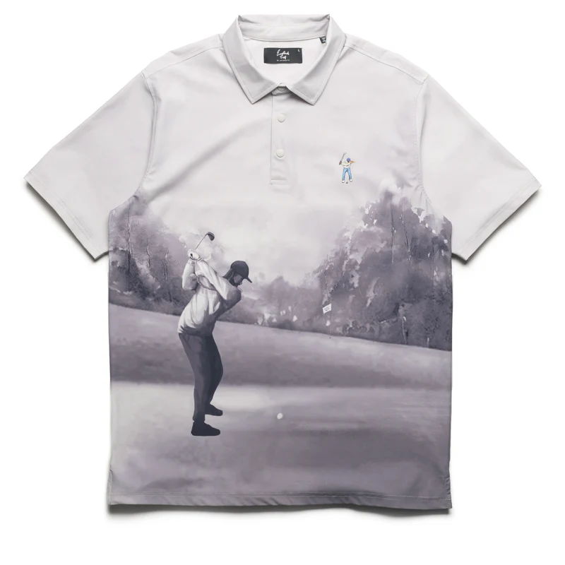 Eastside Golf Canvas Print Snap Placket Polo - Cool Grey Tonal