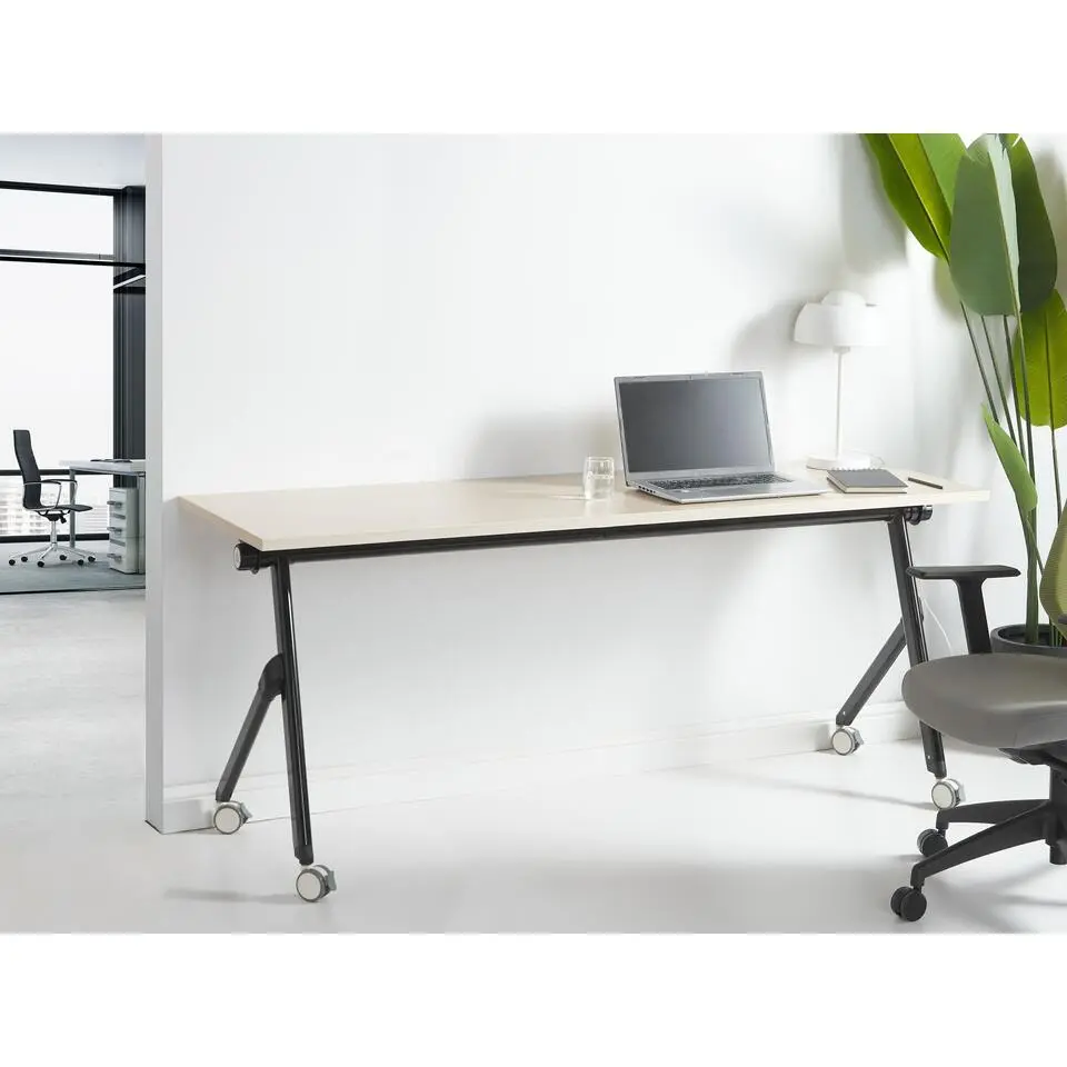 BENDI - Inklapbaar bureau - Lichthout/Zwart - 180 x 60 cm - Staal