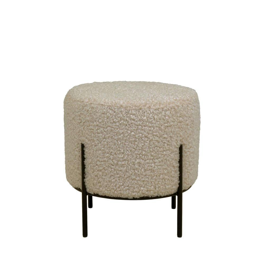 ALFORD - Pouf rond en tissu bouclette et métal D35,5cm sable