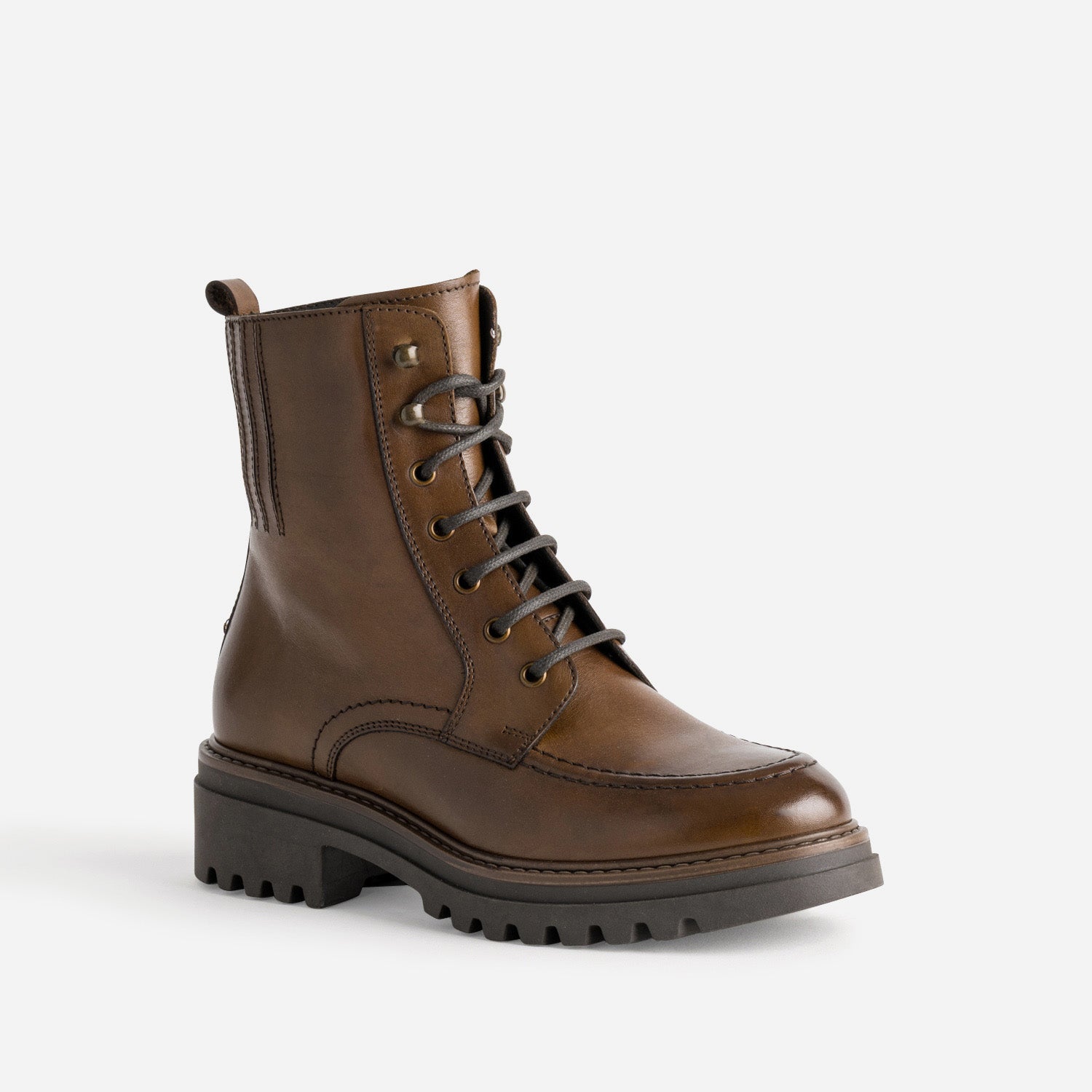 Bottine plateau TEXTO cognac cuir