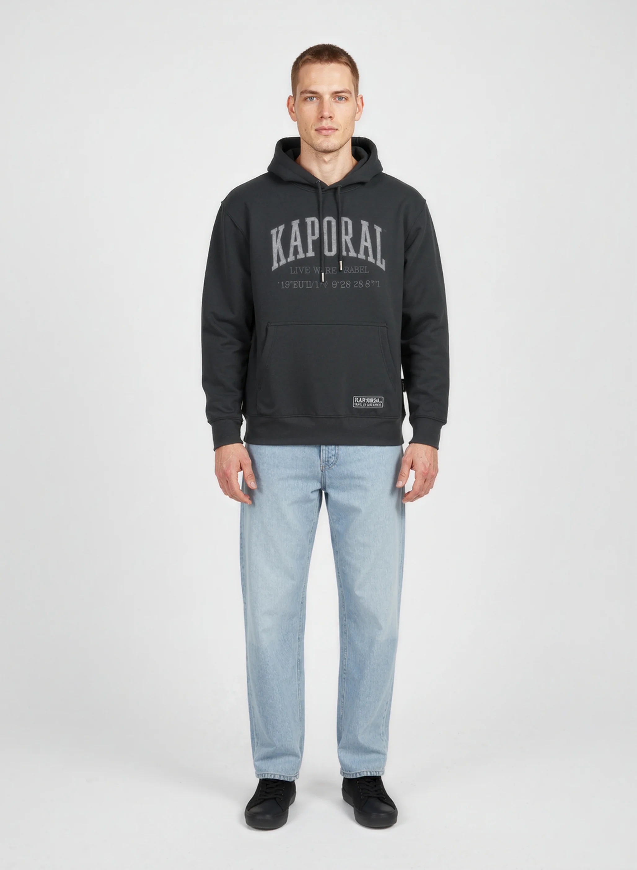 Sweat à capuche regular noir coton polyester BENJY
