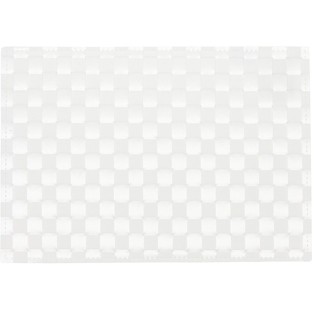 Set de table rectangulaire plastique effet tressé uni blanc