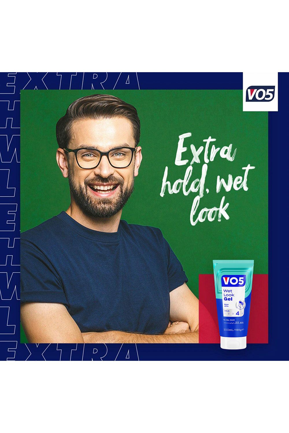 VO5 24HR Steady Control Wet Look 'Styling Gel', 200ml Pack of 4