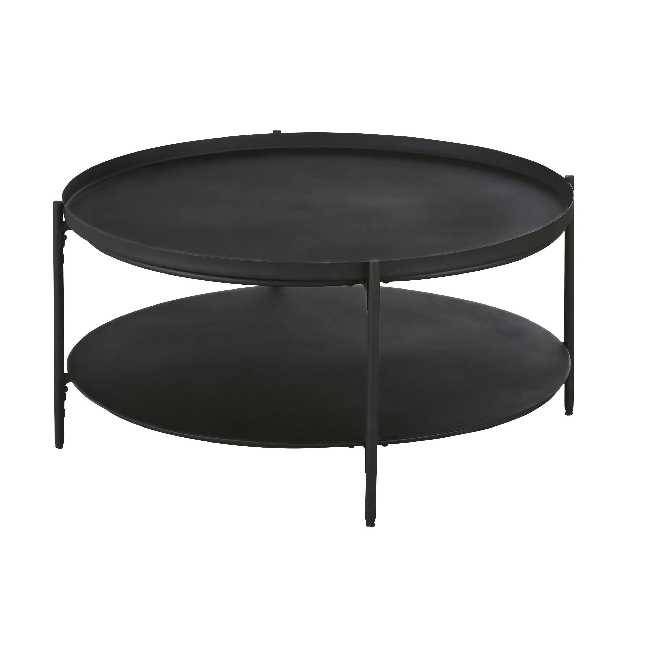 Watkin - Table basse ronde en métal noir