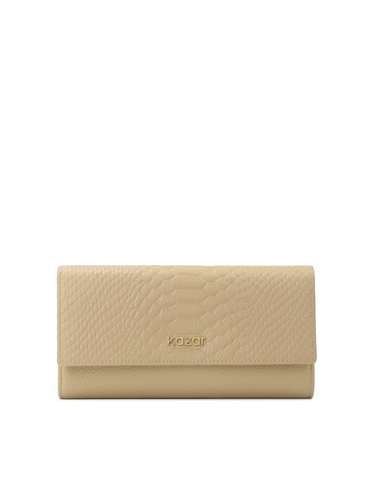 Elongated capacious leather wallet