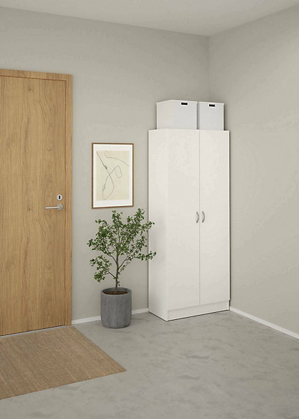 Meuble à chaussures Erinni, Meuble à chaussures, Armoire d'entrée polyvalente, Rangement pour chaussures, 69x35 h170 cm, Blanc