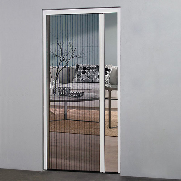 Moustiquaire Plissée ouverture latérale pour Porte, H 230 cm x L 100 cm Alu Blanc