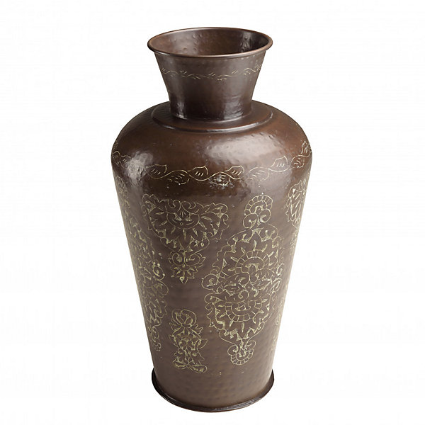 HONORE - Vase alu L35cm H70cm couleur cuivre foncé patine antique