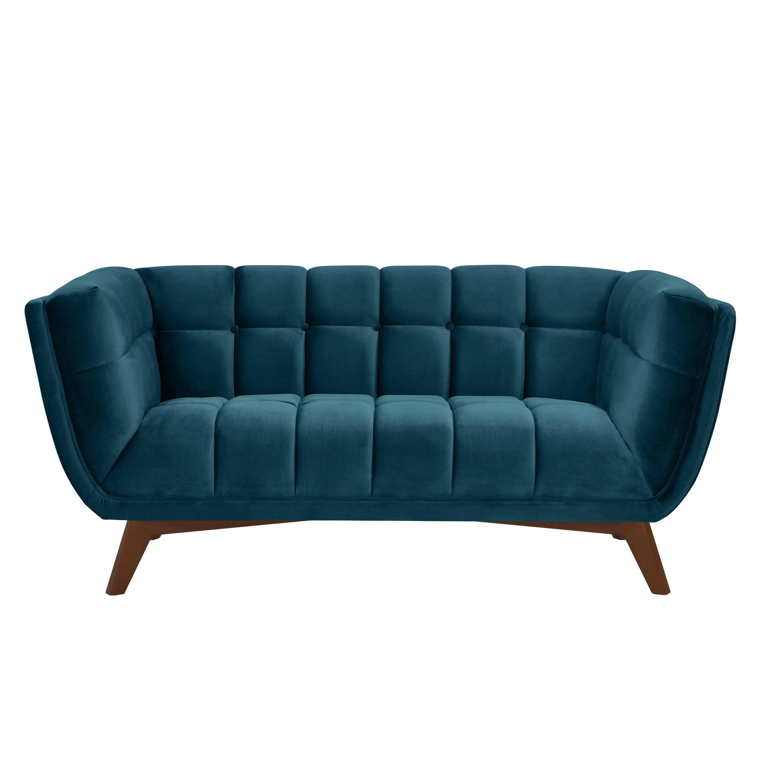 MONA - Canapé.2 places en velours bleu foncé