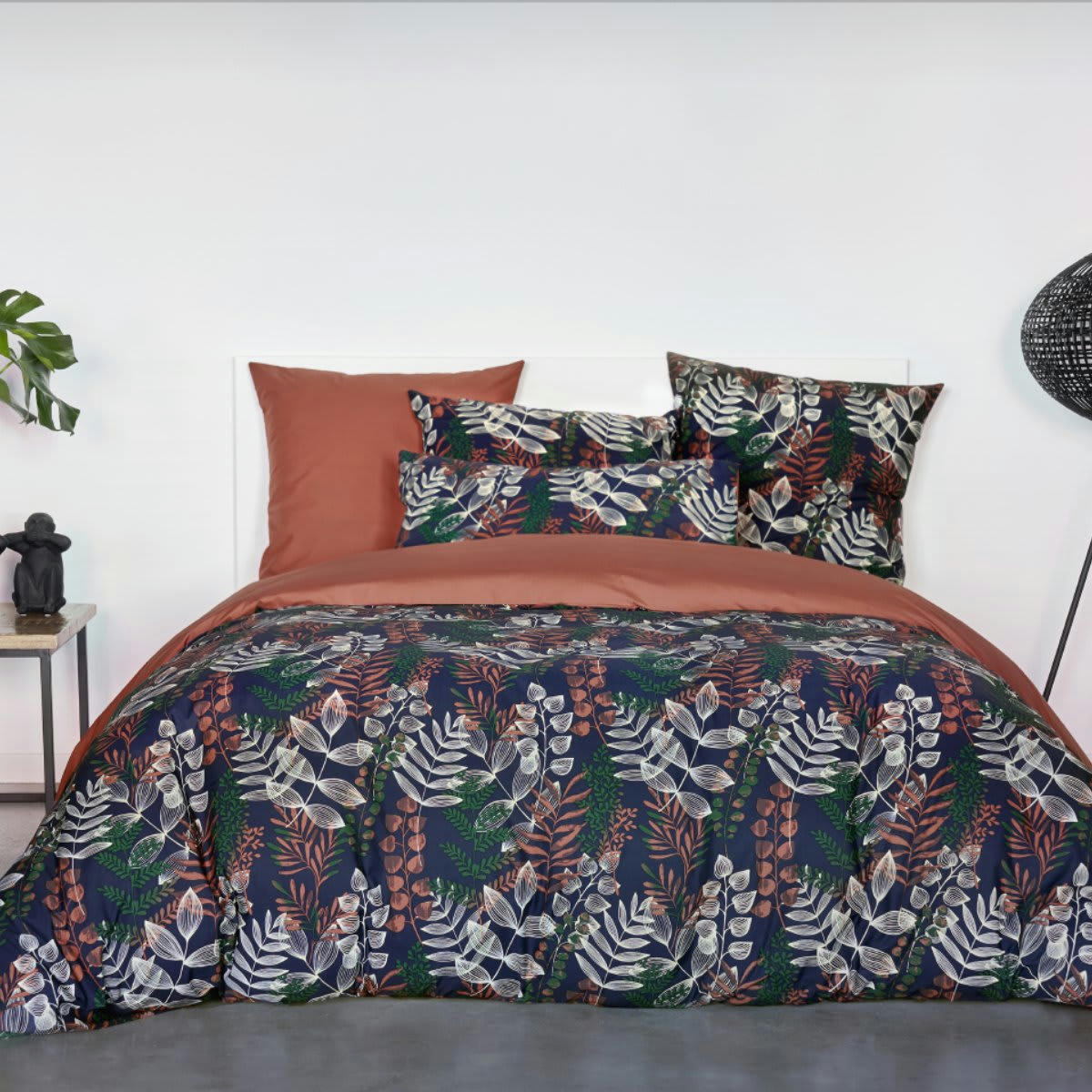 DIMANCHE - Parure de lit percale marron 200x200 + 2x65x65 cm