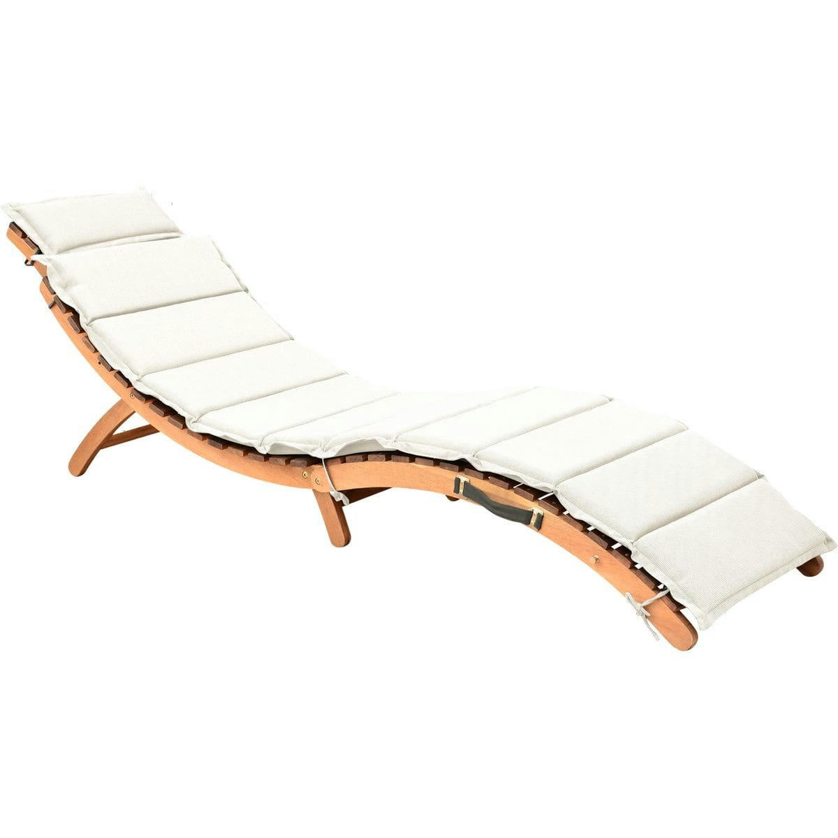 TYKA - Bain de soleil pliant avec coussin écru