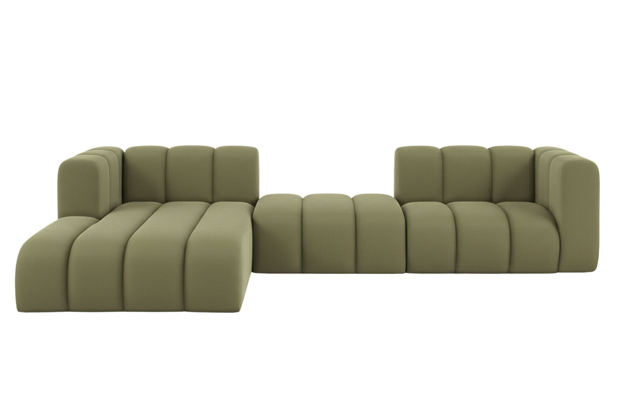 Narożnik w kształcie L Grand L 319 cm, welur Salvador, Oliwkowy, Lewy