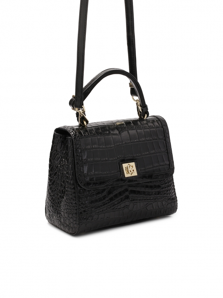 Black embossed leather bag