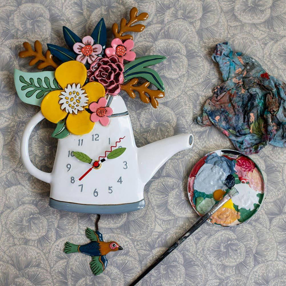 ALLEN - Pendule horloge arrosoir 40x26cm